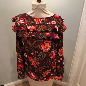 NWT Loft blouse large purple red floral